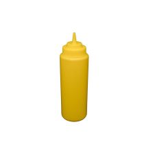 C.A.C. SQBT-W-32Y, 32 Oz Plastic Yellow Wide-Mouth Squeeze Bottle, 6/PK