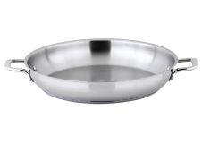Winco SSOP-14, 14-Inch Dia Try-Ply Stainless Steel Omelet Pan w/o Lid, 2 Handles, NSF