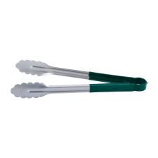C.A.C. STCH-10GN, 10-inch Stainless Steel Tong with Green Handle