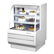 Turbo Air TCGB-36-W-N, 36.5-Inch 11.8 cu. ft. White Curved Glass  Refrigerated Bakery Display Case with 2 Shelves