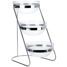 Winco TDS-3, 3-Tiered 18-8 Stainless Steel Display Server Stand Set with Glass Containers
