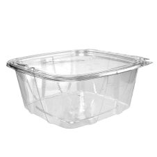SafePro TE64 64 Oz Tamper Evident Clear Plastic Container with Hinged Lid, 150/CS