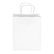 SafePro TEMW, 8x4x10-Inch White Paper Shopping Bag with Handles, 250/CS