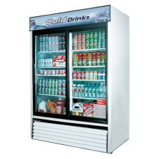 Turbo Air TGM-48R-N Refrigerator 2 Doors Sliding Glass Merchandiser, White Cabinet w/ Black Framed Doors