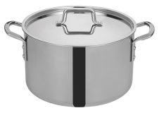 Winco TGSP-16, 16-Quart Tri-Ply Stainless Steel Stock Pot w/Lid, NSF