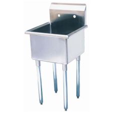 Turbo Air TSB-1-N, 24 x24 x14-inch One Compartment Sink, No Drain Board, Stainless Steel,