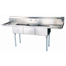 Turbo Air TSB-3-D2, 24 x 24 x 14-inch Three Compartment Sink, Stainless Steel