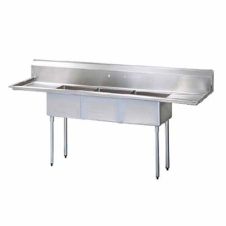 Turbo Air TSD-3-D2, 18 x 21 x 14-inch Three Compartment Sink, Stainless Steel