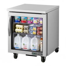 True TUC-27G-HC~FGD01, 27.63-Inch 1 Section Undercounter Refrigerator with 1 Right Hinged Glass Door