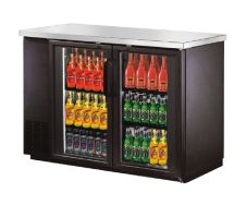 Omcan UBB-24-48G, 48.8x24.4x36.2-Inch Refrigerated Back Bar Cooler with Stainless Steel Top, 2 Glass Doors, ETL Listed, ETL Sanitation, NSF-7