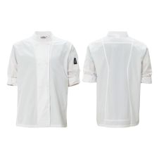 Winco UNF-12WM, White Ventilated Chef Jacket with Roll-Tab Sleeves and Tapered Fit, Medium