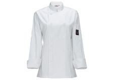 Winco UNF-7WS White Women's Tapered Fit Chef Jacket, S, EA