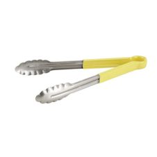 Winco UT-9HP-Y, 9-Inch Heavy-Duty Utility Tong with Plastic Yellow Handle