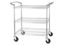 Winco VCCD-2448B, 24x48-Inch Wire Shelving Cart, Chrome Plated, 3 Tiers