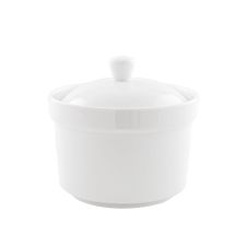 Kadra VL-0795, 12.5 Oz 4.5-Inch Vikko Lightning Porcelain Modern White Soup Bowl with Cover, 12/CS