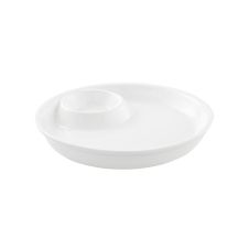Kadra VL-0980-1, 10-Inch Vikko Lightning Porcelain White 2-in-1 Round Plate with Dip Section, 18/CS