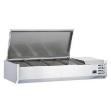 Coldline VRX1200-SS 48-inch Refrigerated 4 Pan Stainless Steel Top Cover Countertop Salad Bar