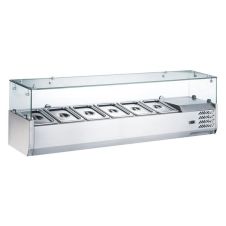 Coldline VRX1500 60-inch Refrigerated 6 Pan Glass Top Cover Countertop Salad Bar