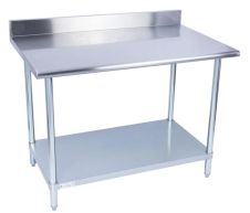 KCS WG-2472-B, 24x72-Inch Stainless Steel Work Table with Backsplash and Galvanized Undershelf