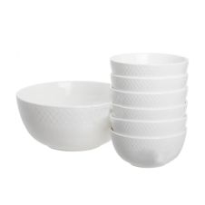 Wilmax WL-880104/7C, White Porcelain Bowl Set: One 8-Inch Bowl and Six 5-Inch Bowls, 8/SET