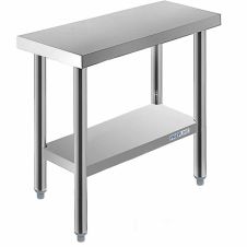 Prepline PWTG-1430, 14x30-inch Stainless Steel Worktable with Galvanized Undershelf