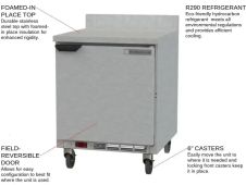 Beverage Air WTR27AHC-FIP, 27-Inch 1 Door Counter Height Worktop Refrigerator