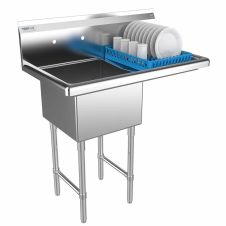Prepline XS1C-1818-R, 38.5-inch 1-Compartment Commercial Sink with Right Drainboard, 18x18-inch Bowls