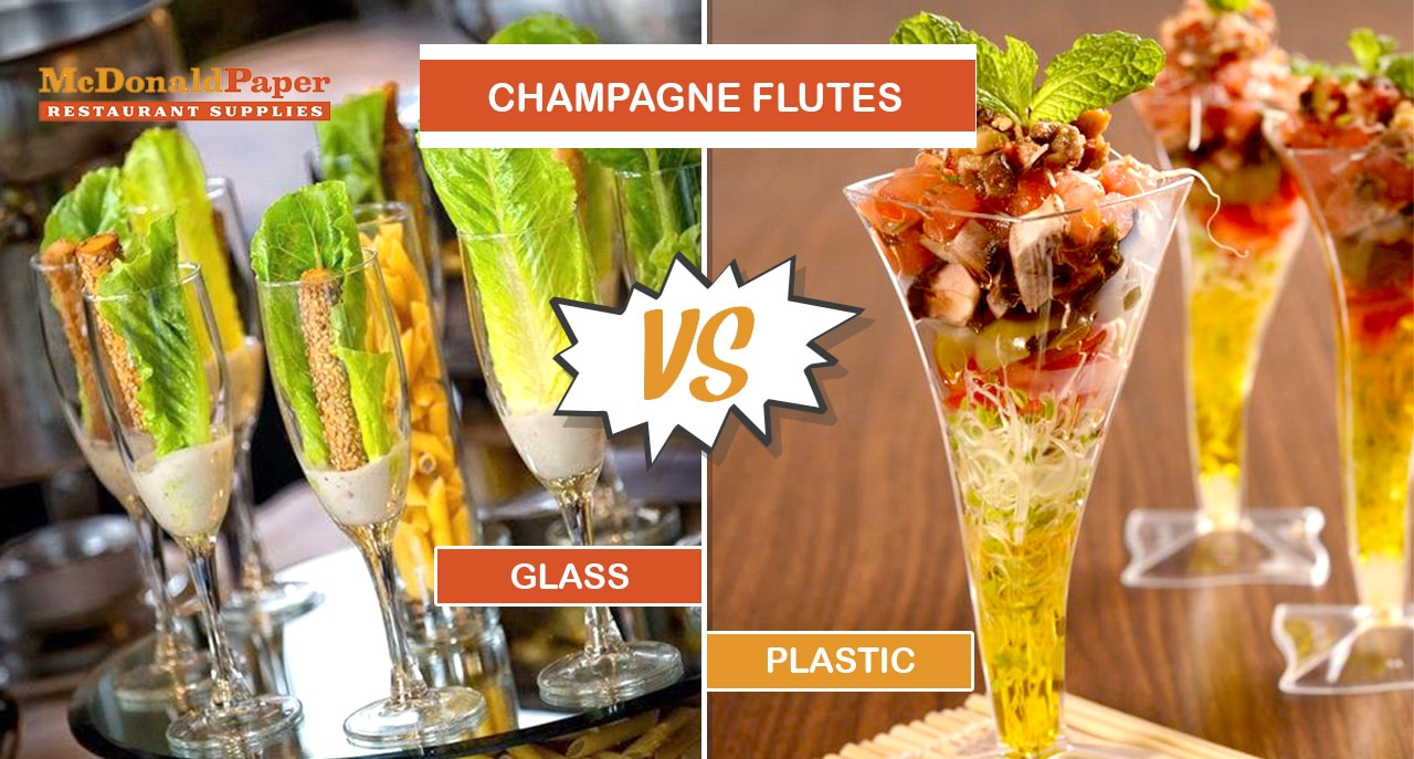 glass and plastic champaign flutes